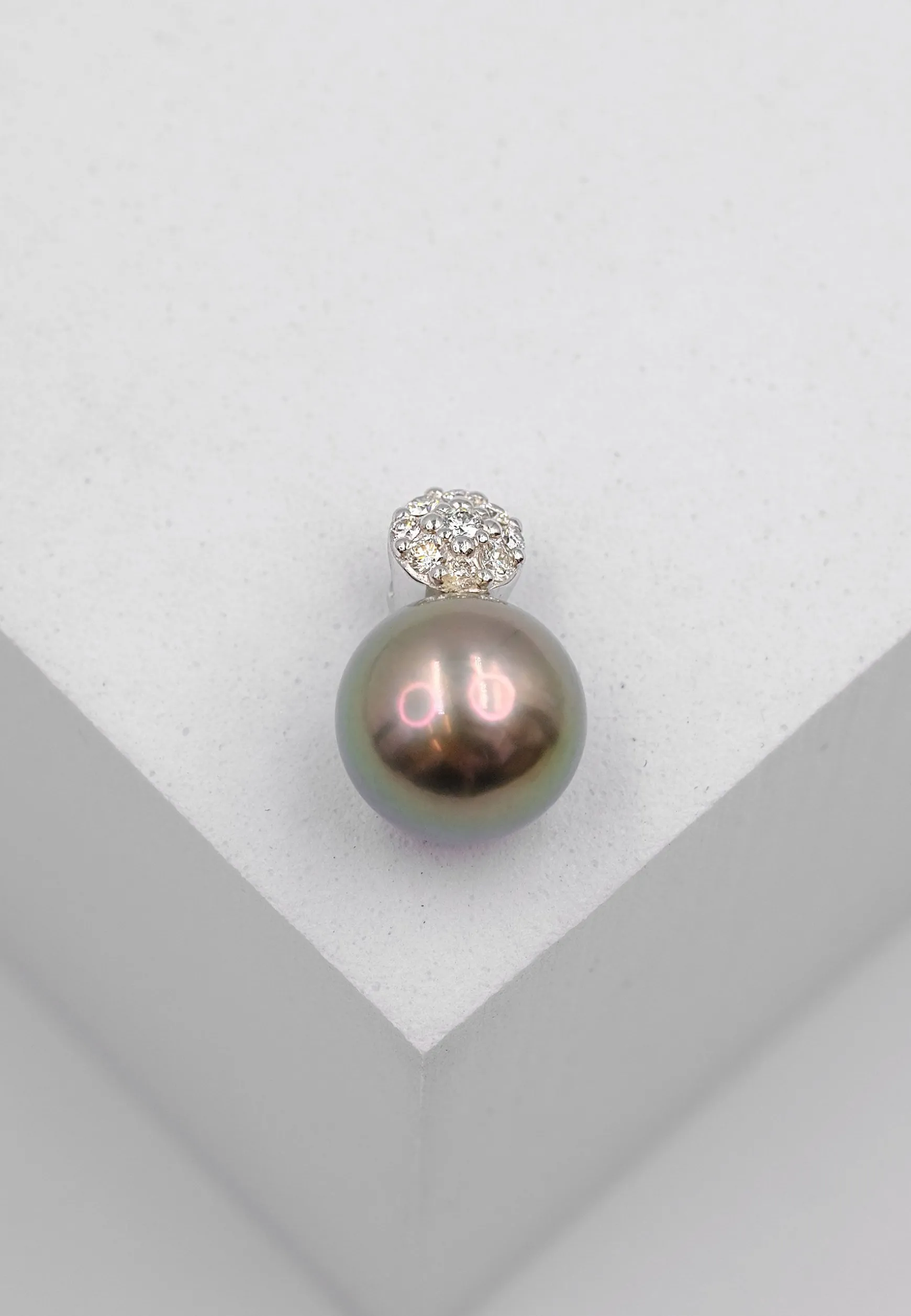 Anhänger Weissgold 750 Tahiti Perle 9.5-10mm Brillant 0.14ct.