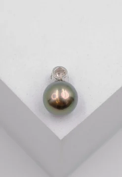 Anhänger Weissgold 750 Tahiti Perle 9.5-10mm Brillant 0.14ct.