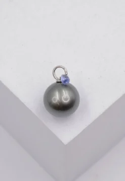 Anhänger Weissgold 750 Tahiti Perle 10-11mm Saphir