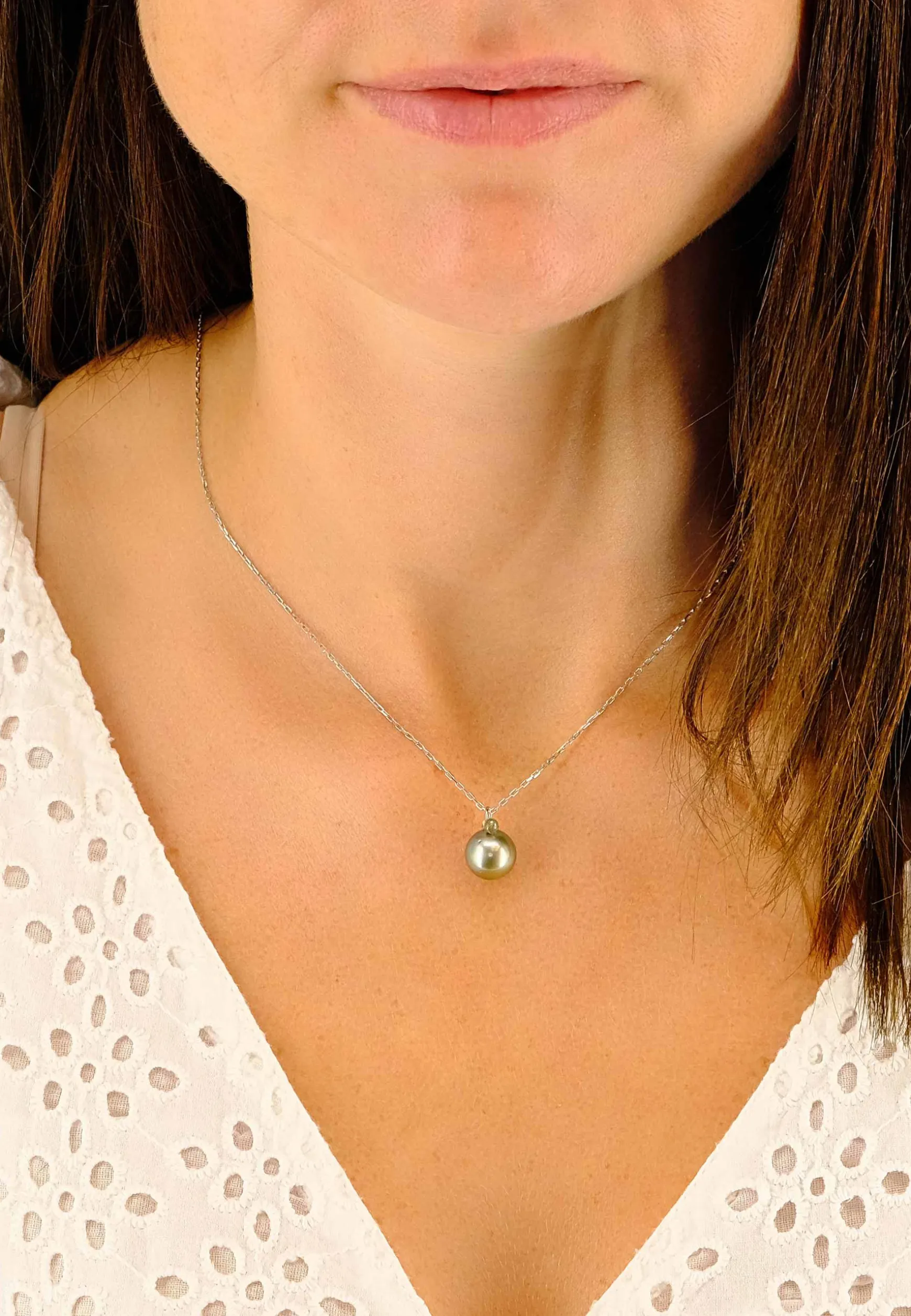 Anhänger Weissgold 750 Tahiti Perle 9.5-10mm Saphir