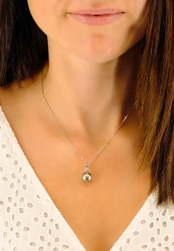 Anhänger Weissgold 750 Tahiti Perle 10-10.5mm Brillant 0.10ct.