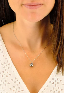 Anhänger Weissgold 750 Tahiti Perle 10-11mm Saphir