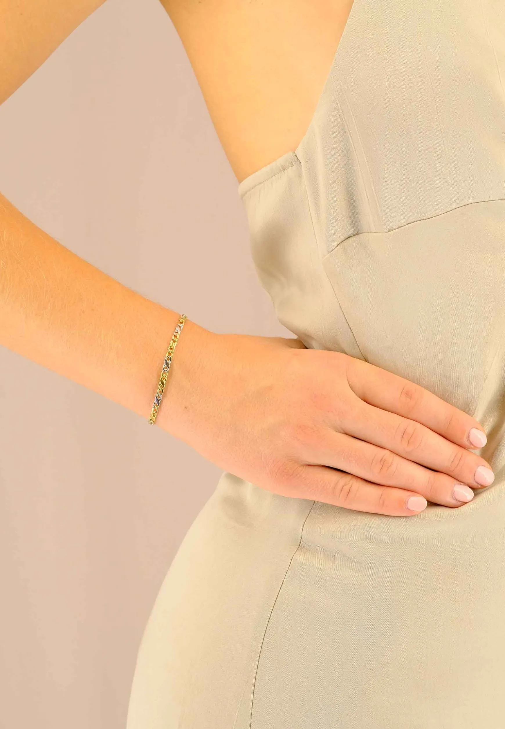 Armband Carrera Bicolor Gelb-/Weissgold 750, 22cm, 3.5mm