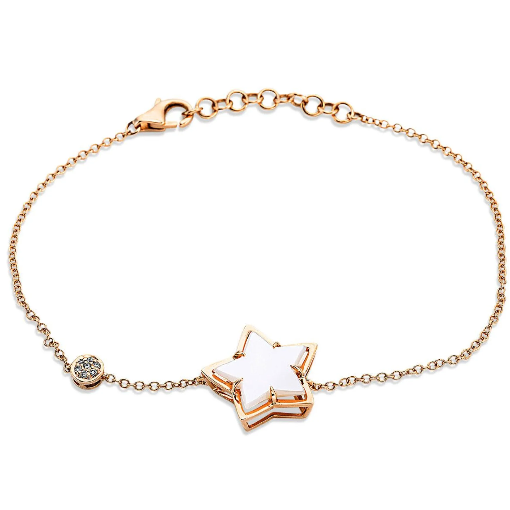 Armband 750/18K Rotgold Diamant 0.04ct. Perlmutt 2.7ct.