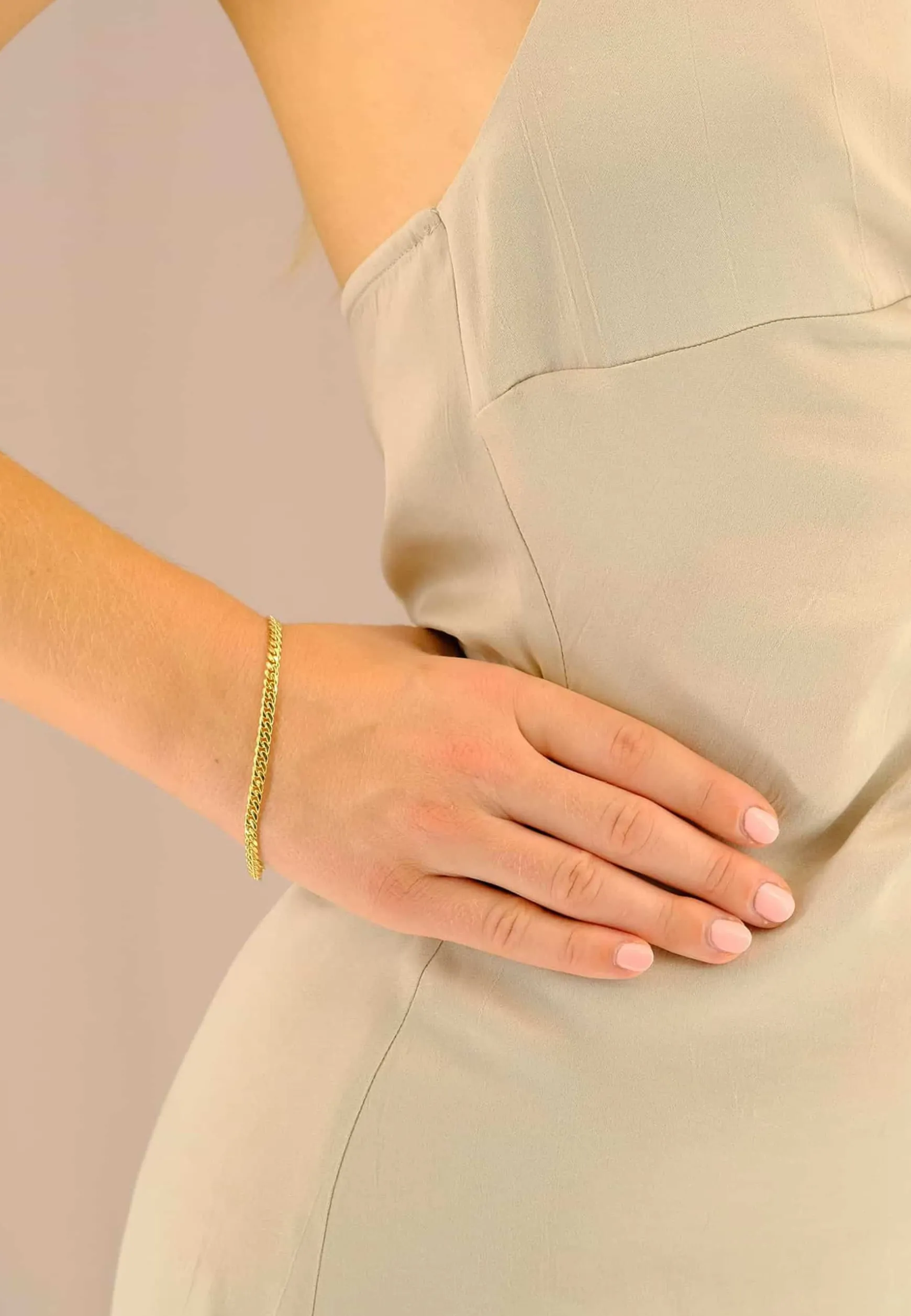 Armband Panzer Gelbgold 375, 22cm, 4mm