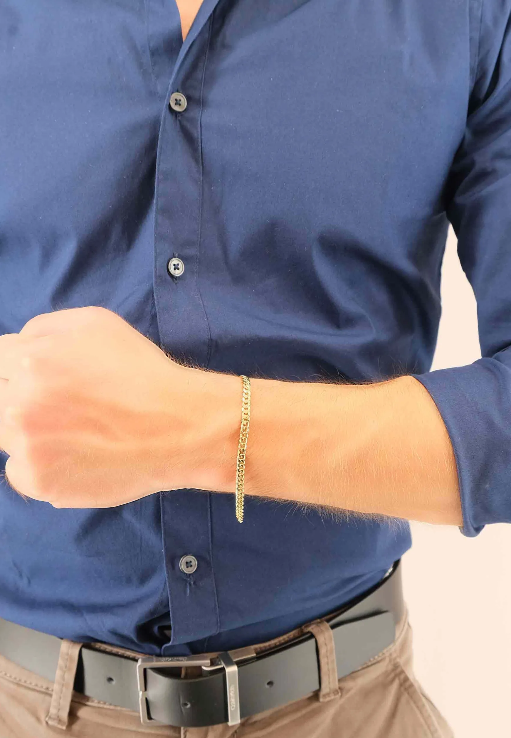 Armband Panzer Gelbgold 375, 22cm, 4mm