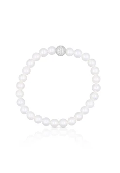 Armband Silber 925 Süsswasserperle 6.5-7mm Zirkonia