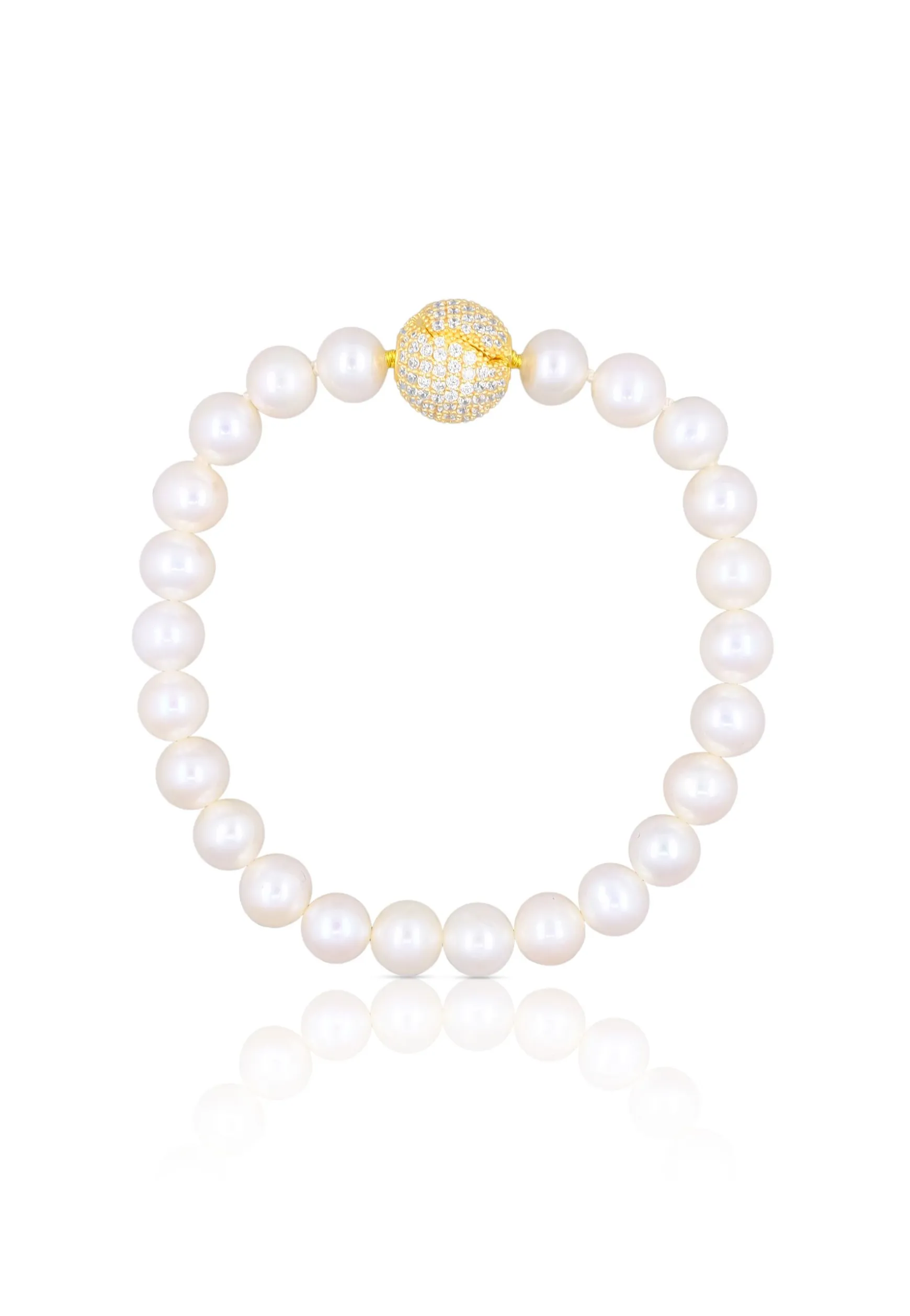 Armband Silber 925 Süsswasserperle 7-7.5mm Zirkonia