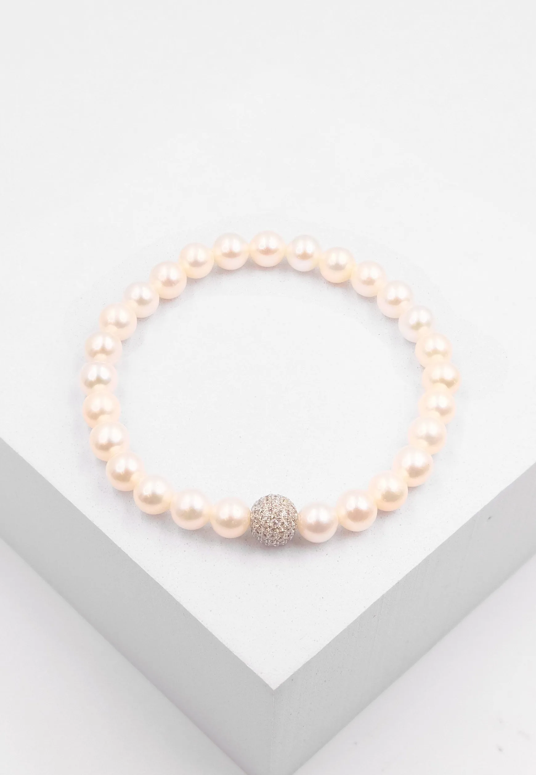 Armband Silber 925 Süsswasserperle 6.5-7mm Zirkonia