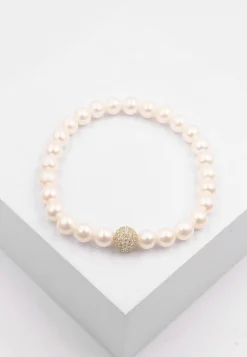 Armband Silber 925 Süsswasserperle 6.5-7mm Zirkonia