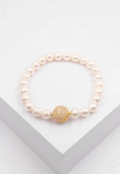 Armband Silber 925 Süsswasserperle 7-7.5mm Zirkonia