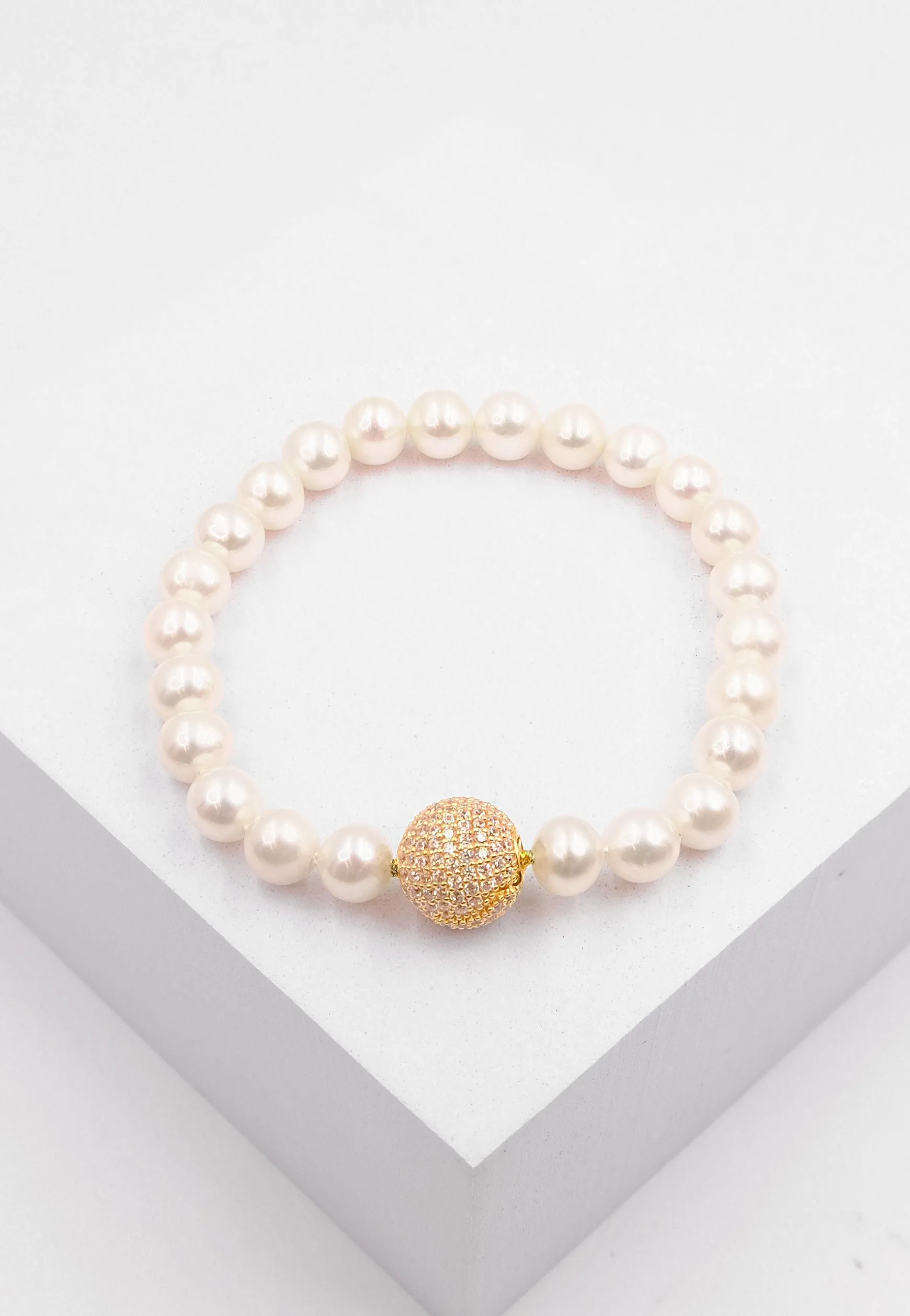 Armband Silber 925 Süsswasserperle 7-7.5mm Zirkonia