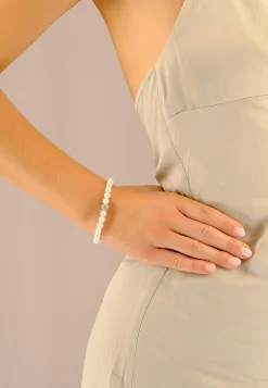 Armband Silber 925 Süsswasserperle 6.5-7mm Zirkonia