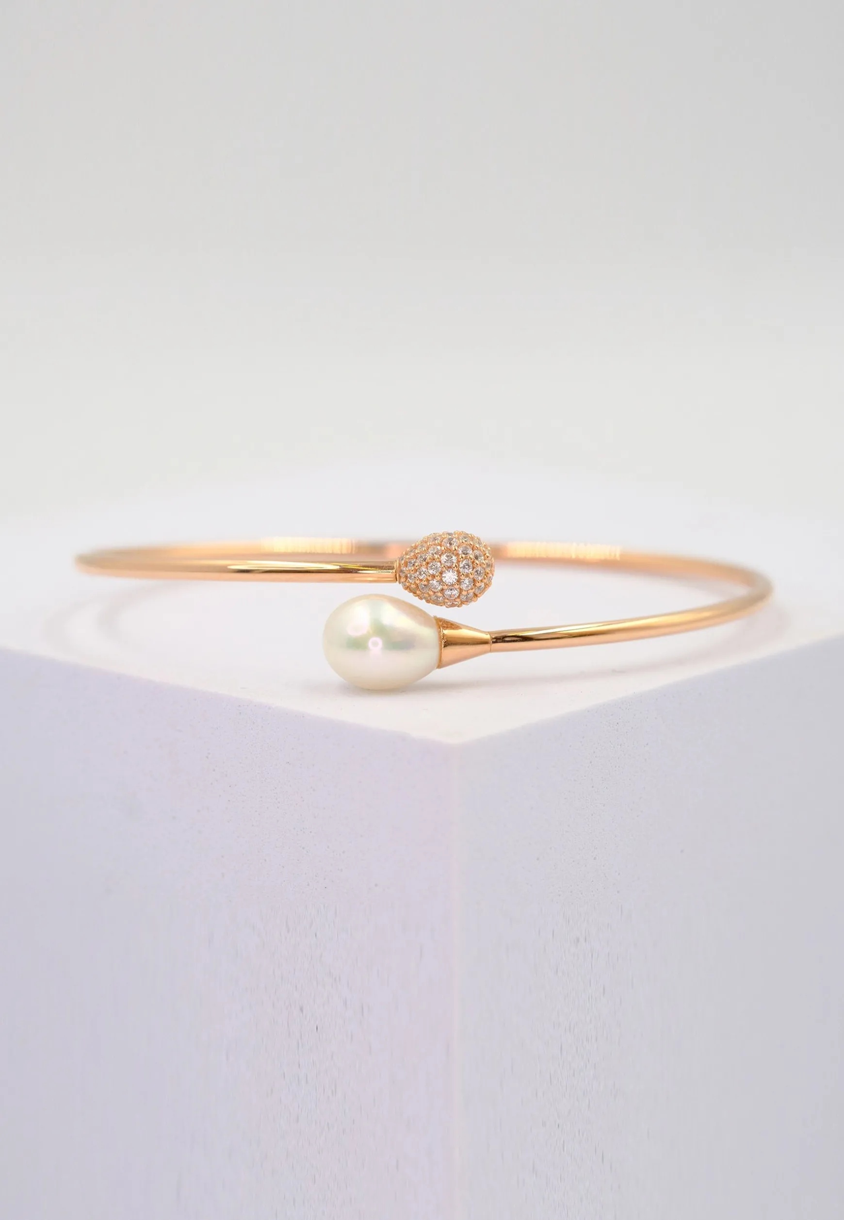 Armreif Silber 925 Süsswasserperle 8-8.5mm Zirkonia