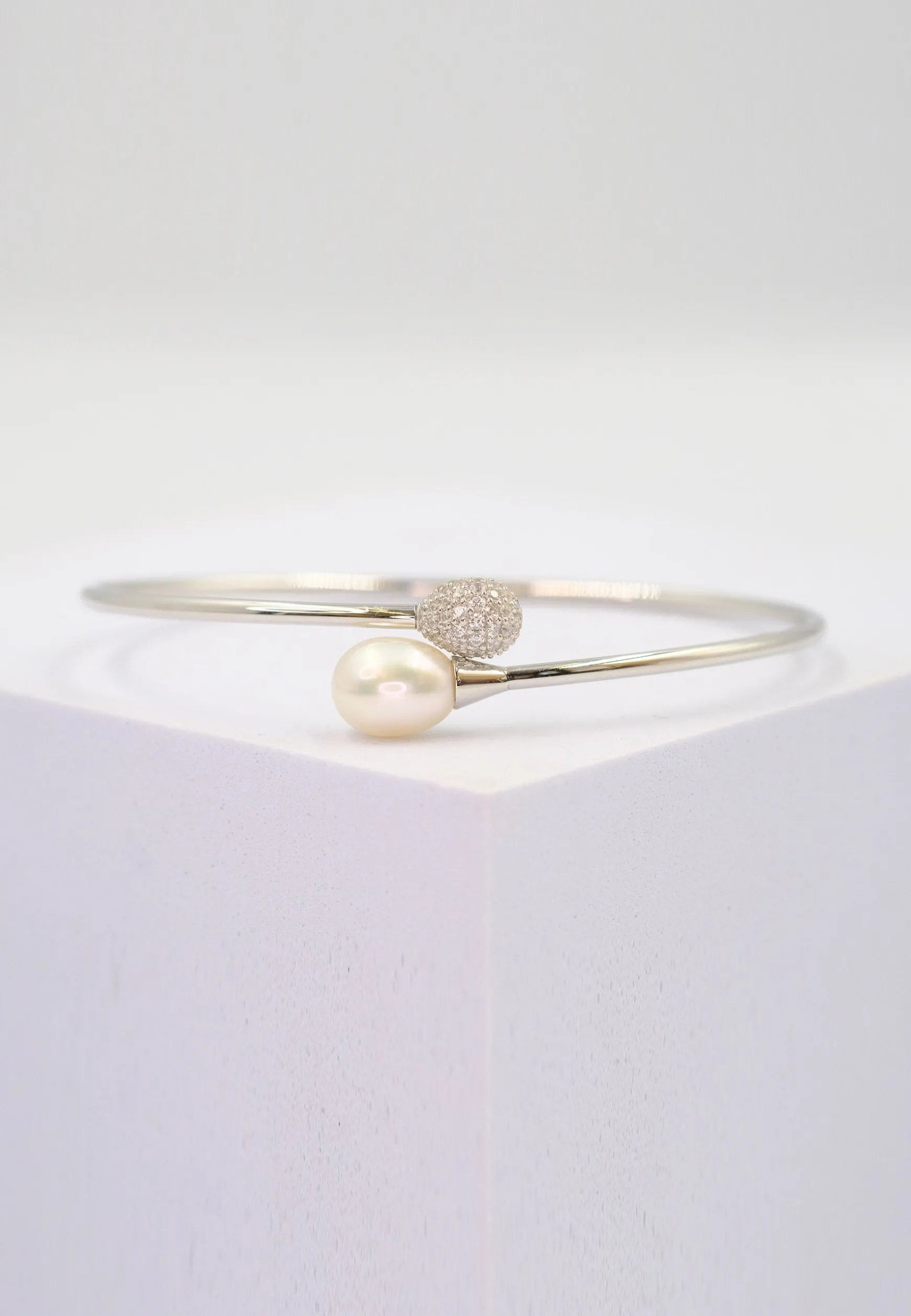 Armreif Silber 925 Süsswasserperle 8-8.5mm Zirkonia