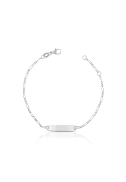 Bébé Bracelet Figaro Weissgold 375, 14cm Gravurplatte 1.8cm