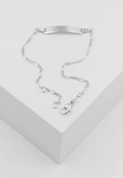 Bébé Bracelet Figaro Weissgold 375, 14cm Gravurplatte 1.8cm