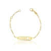 Bébé Bracelet Herz Figaro Gelbgold 750, 14cm Gravurplatte 2.1cm