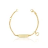 Bébé Bracelet Panzer Gelbgold 750, 14cm Herzanhänger Gravurplatte 2.1cm