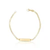 Bébé Bracelet Panzer Gelbgold 375, 14cm Gravurplatte 2.4cm