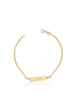 Bébé Bracelet Panzer Gelbgold 375, 16cm Gravurplatte 2.1cm