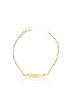 Bébé Bracelet Panzer Gelbgold 750, 14cm Gravurplatte 1.7cm