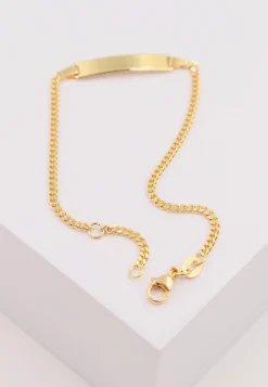 Bébé Bracelet Panzer Gelbgold 375, 16cm Gravurplatte 2.1cm