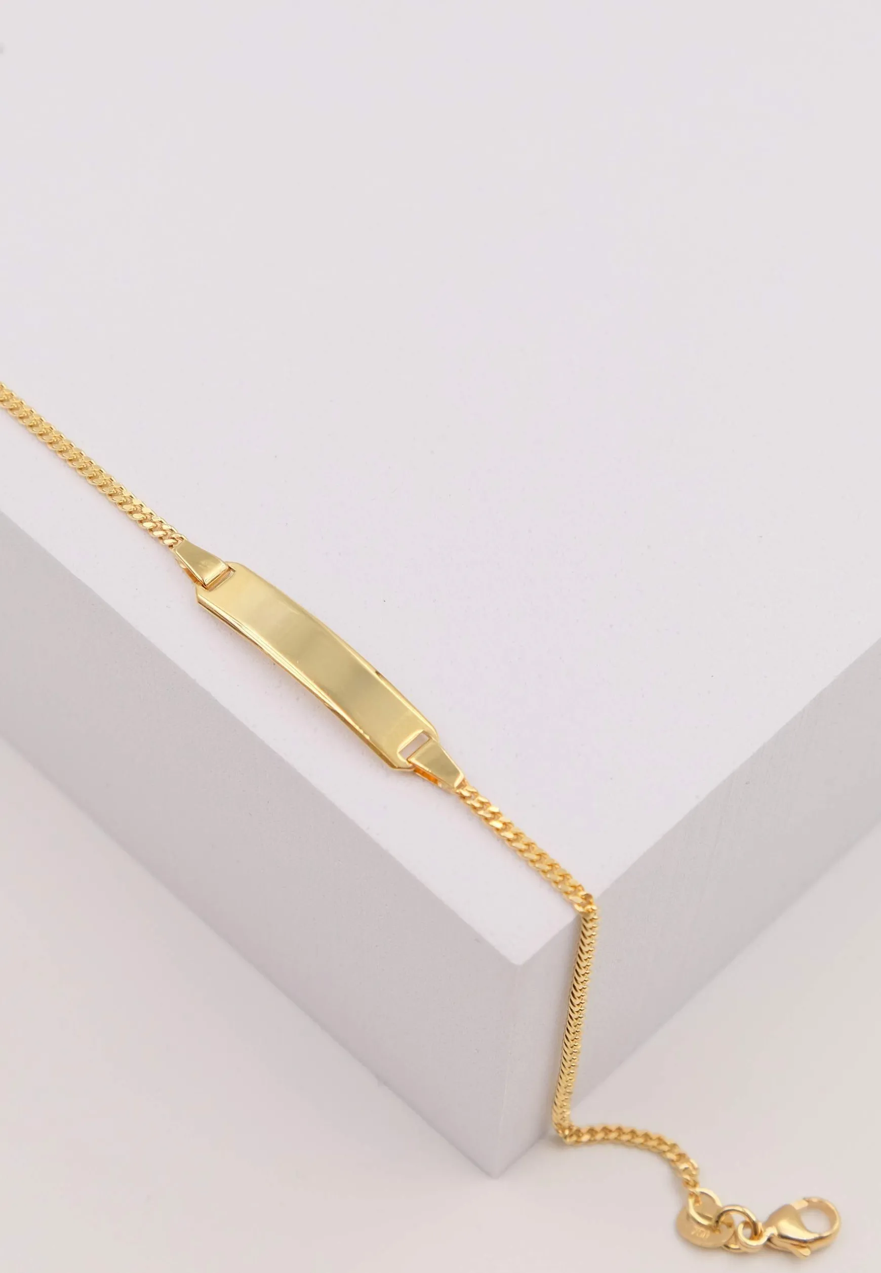 Bébé Bracelet Panzer Gelbgold 750, 14cm Gravurplatte 1.7cm