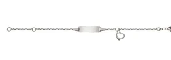 Bébé Bracelet Panzer Weissgold 750, 14cm Herzanhänger Gravurplatte 2.1cm