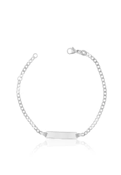 Bébé Bracelet Panzer Weissgold 750, 14cm, Gravurplatte 2.4cm