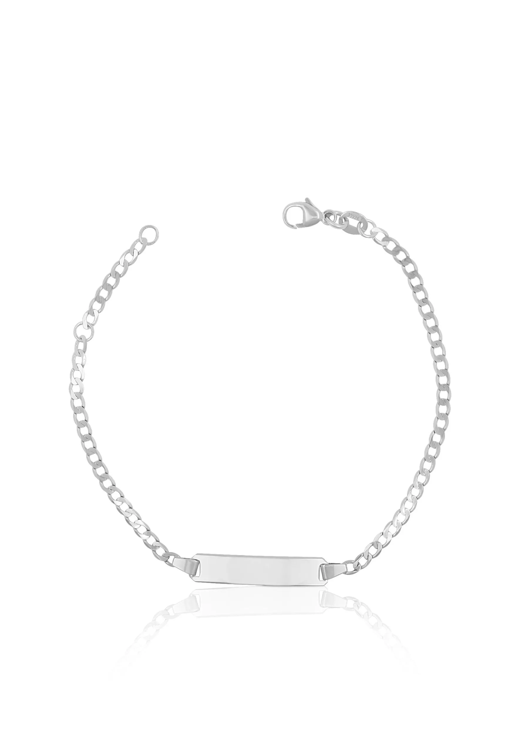 Bébé Bracelet Panzer Weissgold 750, 14cm, Gravurplatte 2.4cm