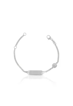 Bébé Bracelet Panzer Weissgold 750, 14cm Gravurplatte 2cm Engeli 6mm