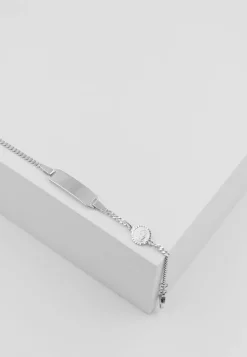 Bébé Bracelet Panzer Weissgold 750, 14cm Gravurplatte 2cm Engeli 6mm