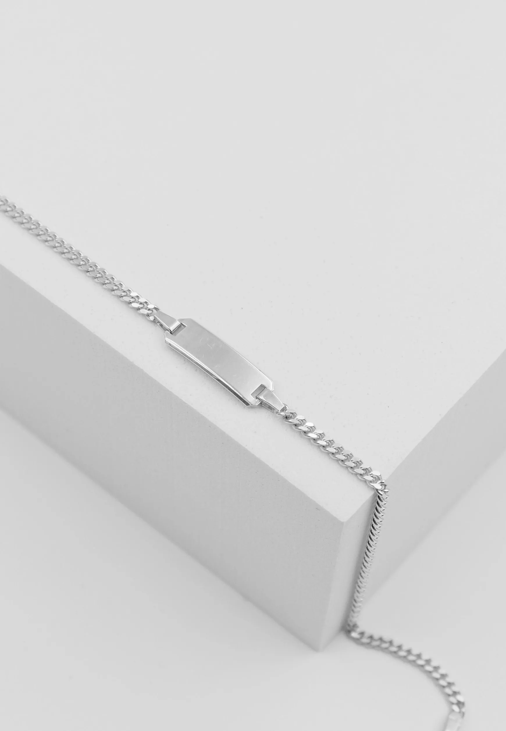 Bébé Bracelet Panzer Weissgold 750, 18cm Gravurplatte 2.1cm