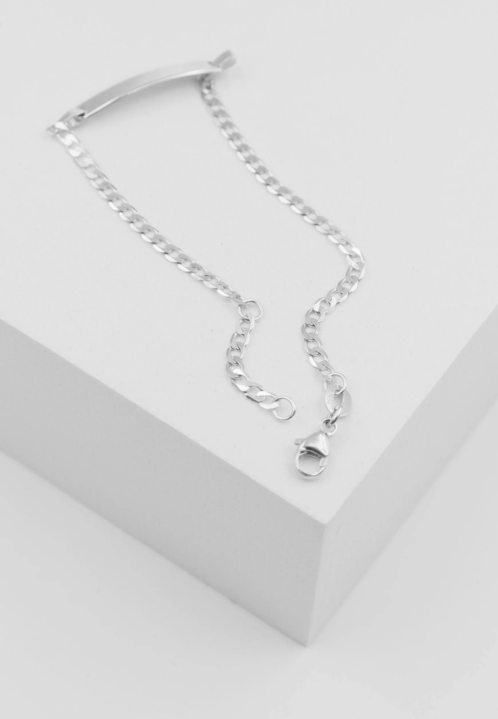 Bébé Bracelet Panzer Weissgold 750, 14cm, Gravurplatte 2.4cm