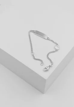 Bébé Bracelet Panzer Weissgold 750, 14cm Gravurplatte 2cm Engeli 6mm