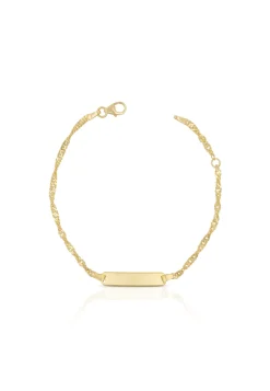 Bébé Bracelet Singapur Gelbgold 750, 14cm Gravurplatte 2.4cm