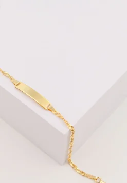 Bébé Bracelet Singapur Gelbgold 750, 14cm Gravurplatte 2.4cm
