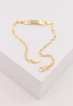 Bébé Bracelet Singapur Gelbgold 750, 14cm Gravurplatte 2.4cm