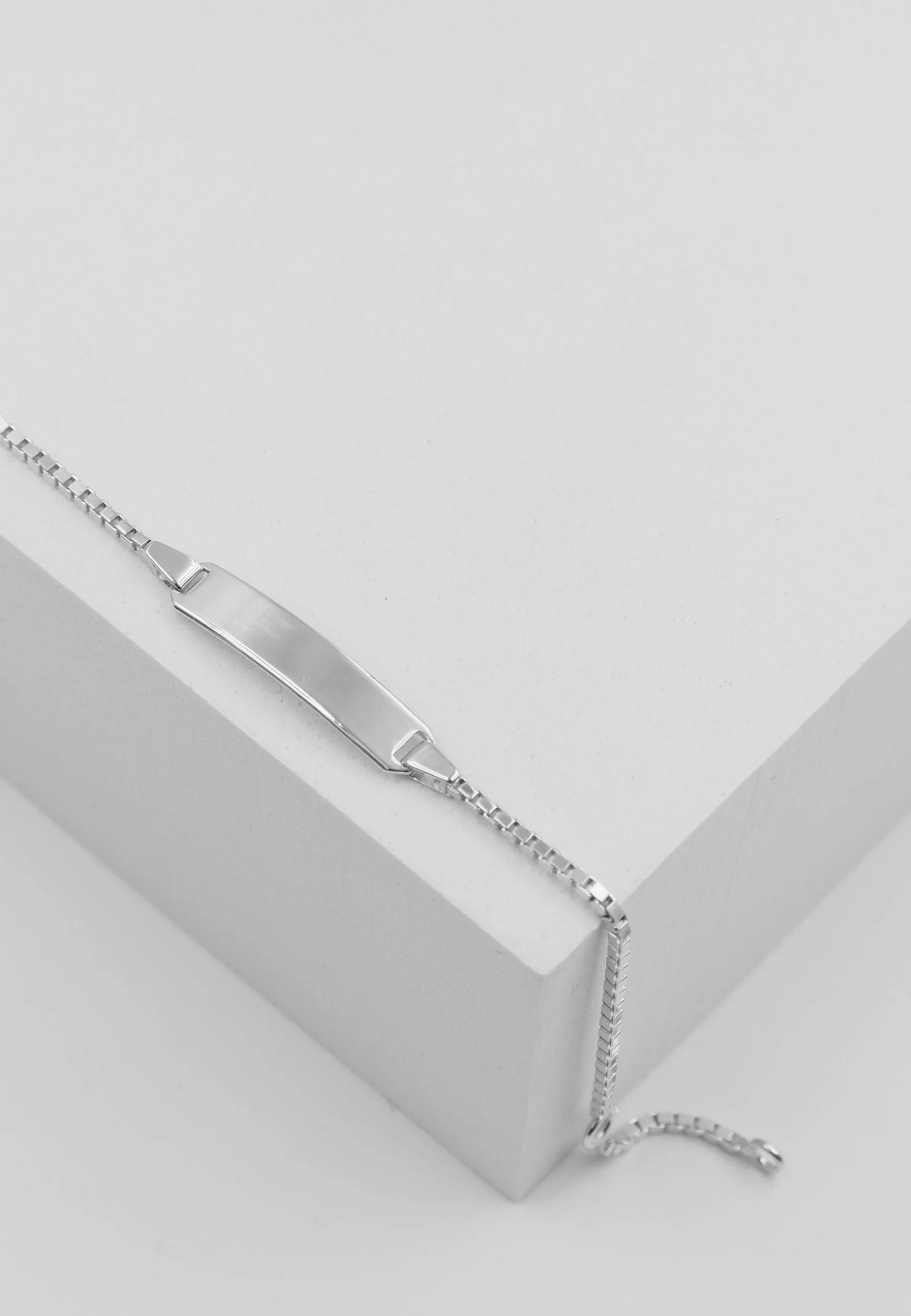 Bébé Bracelet Venezianer Weissgold 375, 16cm Gravurplatte 1.4cm