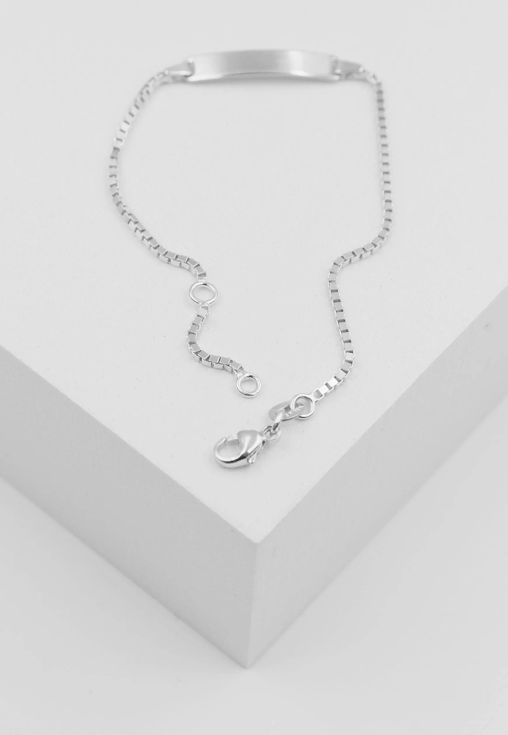 Bébé Bracelet Venezianer Weissgold 375, 16cm Gravurplatte 1.4cm