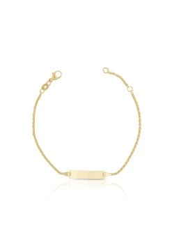 Bébé Bracelet Zopf Gelbgold 750, 16cm Gravurplatte 1.6cm