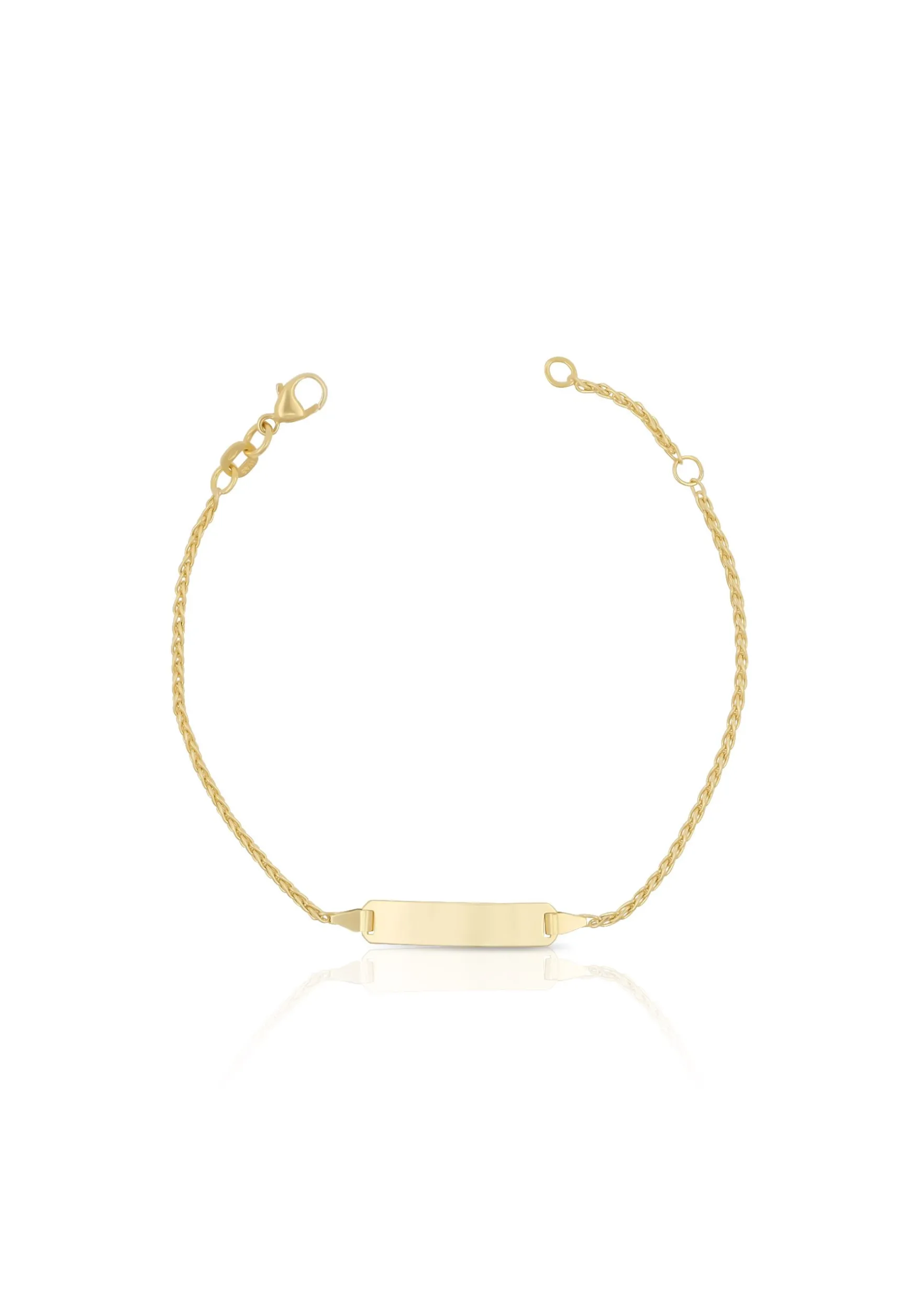 Bébé Bracelet Zopf Gelbgold 750, 16cm Gravurplatte 1.6cm