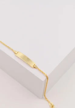 Bébé Bracelet Zopf Gelbgold 750, 16cm Gravurplatte 1.6cm