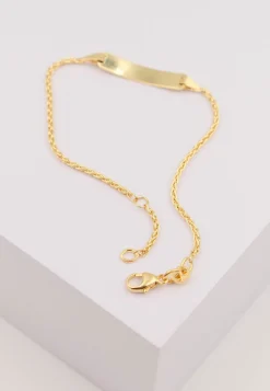 Bébé Bracelet Zopf Gelbgold 750, 16cm Gravurplatte 1.6cm