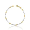 Bracelet 8er-Kette fein Bicolor Gelbgold-/Weissgold 750, 3.2mm, 19cm