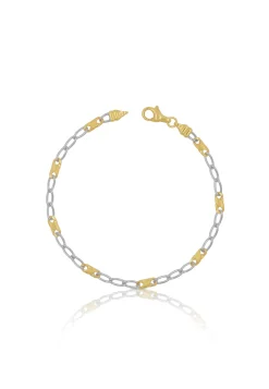 Bracelet 8er-Kette fein Bicolor Gelbgold-/Weissgold 750, 3.2mm, 19cm