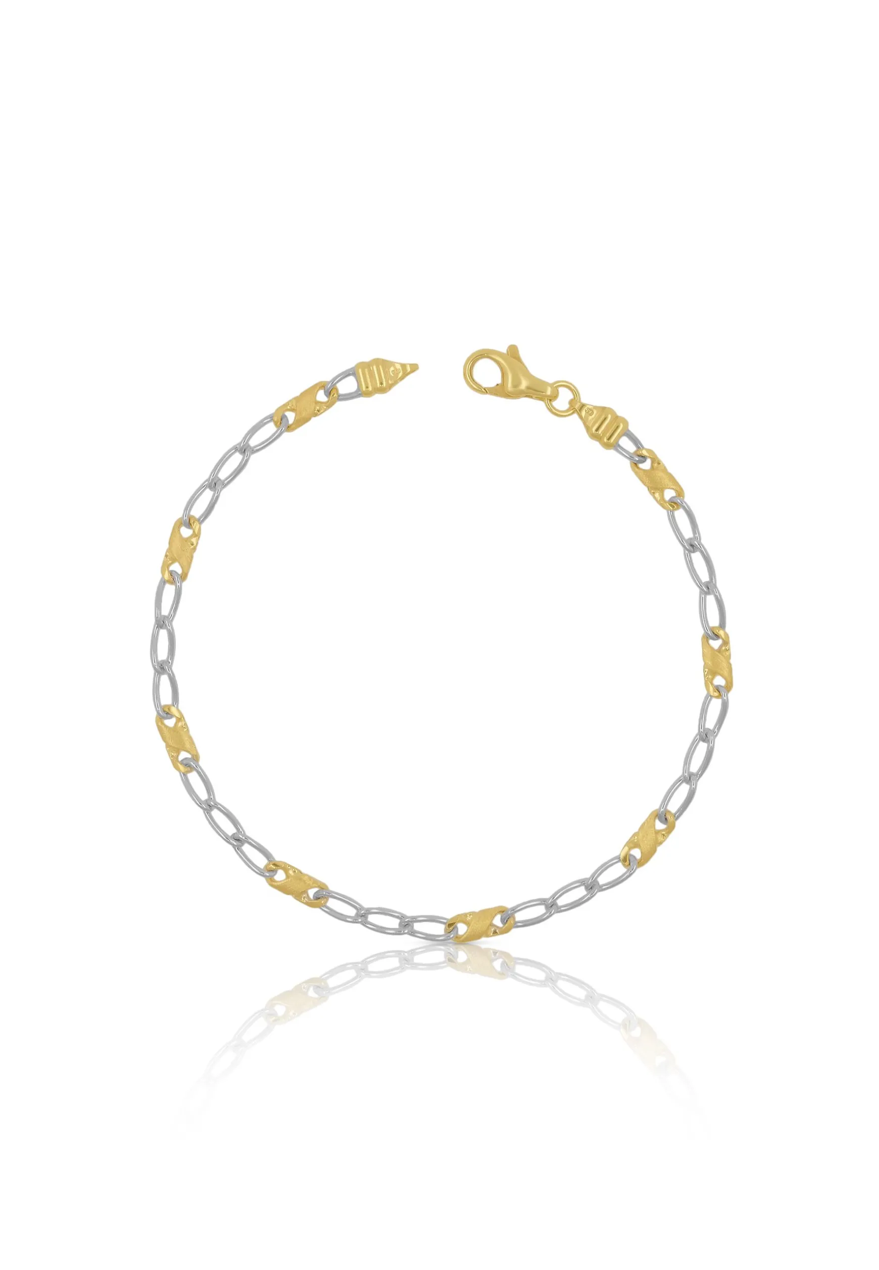 Bracelet 8er-Kette fein Bicolor Gelbgold-/Weissgold 750, 3.2mm, 19cm