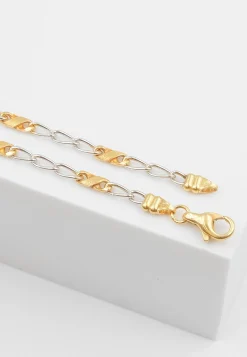 Bracelet 8er-Kette fein Bicolor Gelbgold-/Weissgold 750, 3.2mm, 19cm