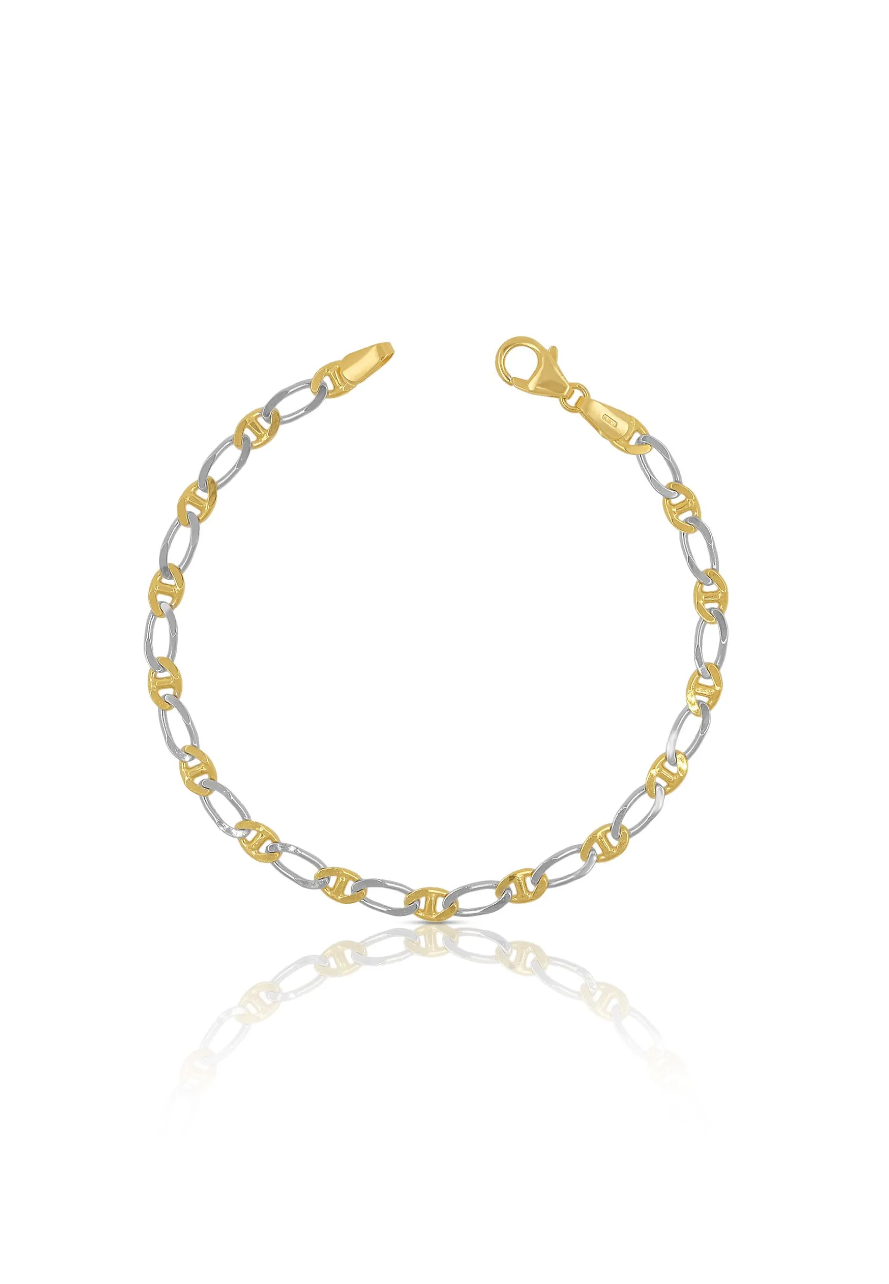 Bracelet Fantasie Bicolor Gelbgold-/Weissgold 750, 3.9mm, 19cm